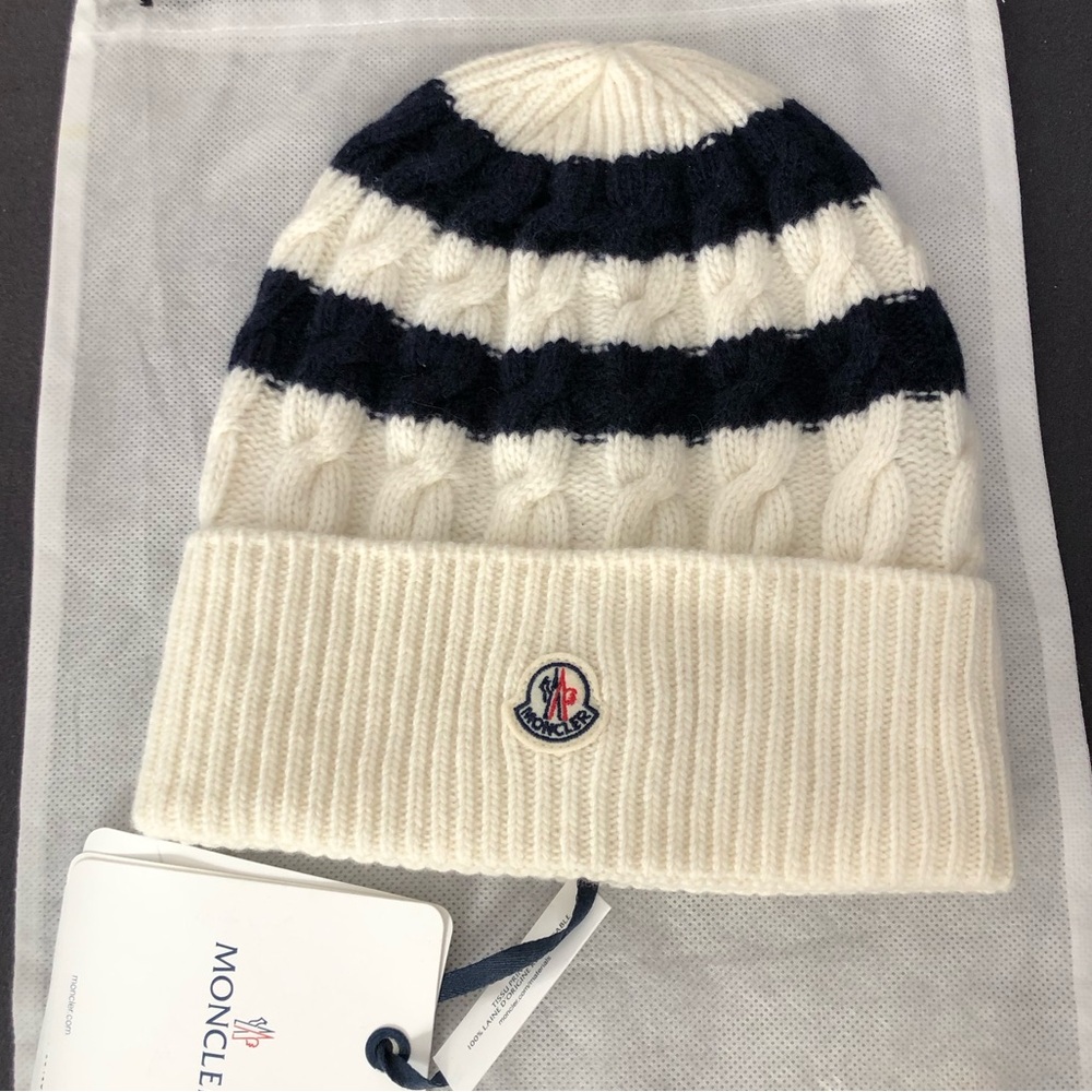 Moncler - Wool Stripe Cable Knit Hat
